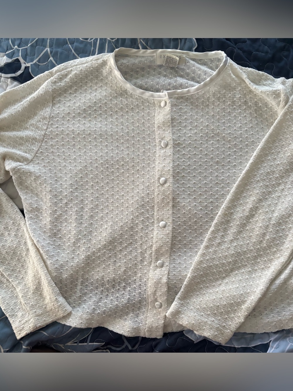 Express pointelle knit button-front cardigan sz lg(juniors)